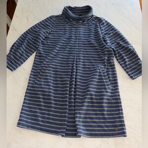 Hatley stripe sweatshirt sweater dress gray blue turtleneck m